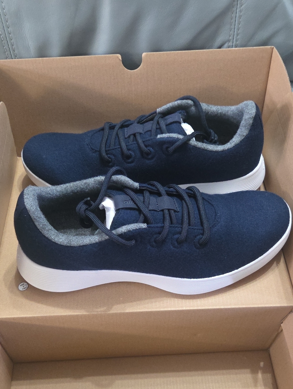 allbirds Men's Navy Wool Sneakers with Gray Lining